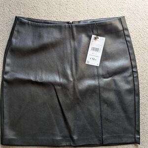 Italian Black Leather Mini Skirt